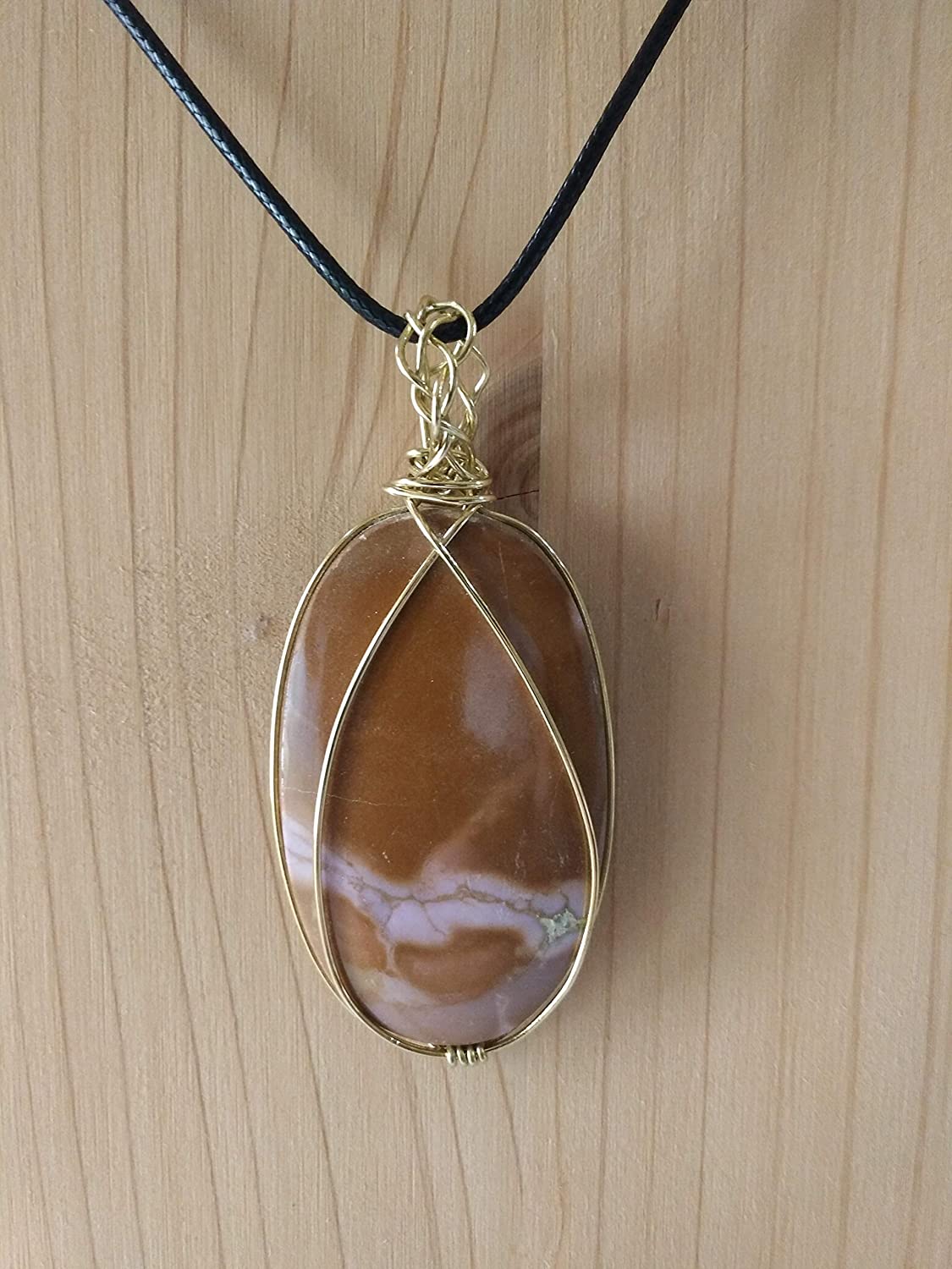 Pendentif "pierre d'ailleurs" en jaspe désert impérial d'Australie