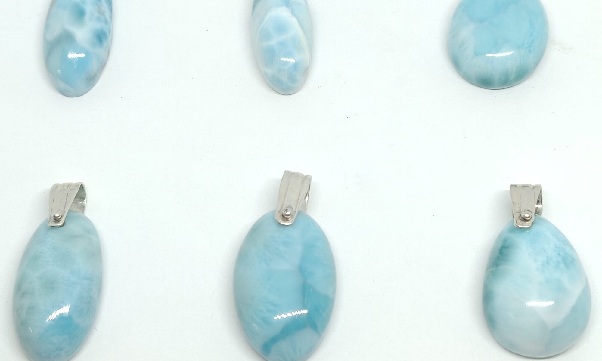Pendentifs en larimar et bélière en argent