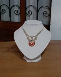 collier "Kanda" micro-macramé donut jaspe rouge