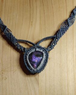 Collier micro macramé labradorite