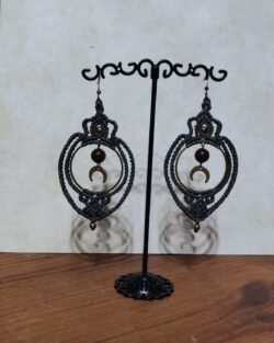 Boucles d'oreilles "Mitena" micro-macramé bronzite
